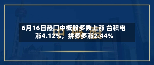 6月16日热门中概股多数上涨 台积电涨4.12%	，拼多多涨2.44%-第3张图片